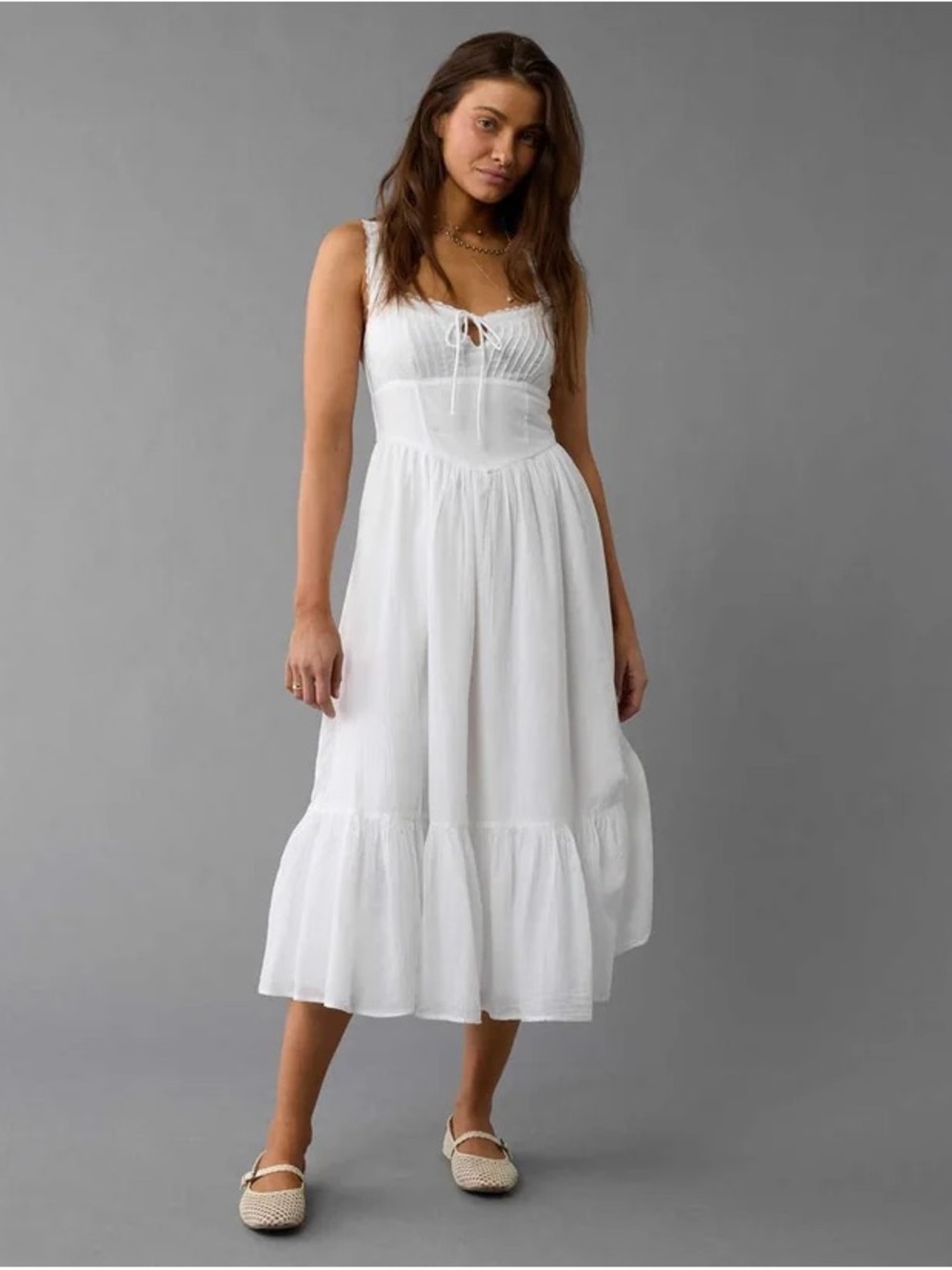 American Eagle Outfitters White Midi Dress